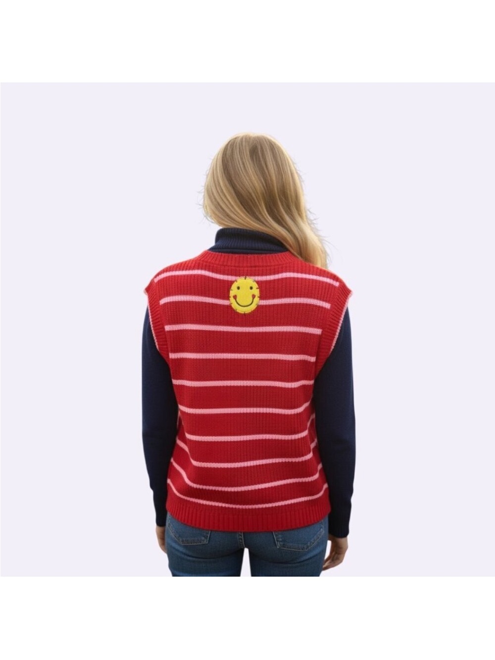 NWT Kerri Rosenthal Red and Pink Striped Knit Vest